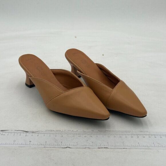 Women's Pointed Toe Comfy Kitten Mules Low Heels Slip On Backless Pumps Slide Sa - Picture 4 of 8